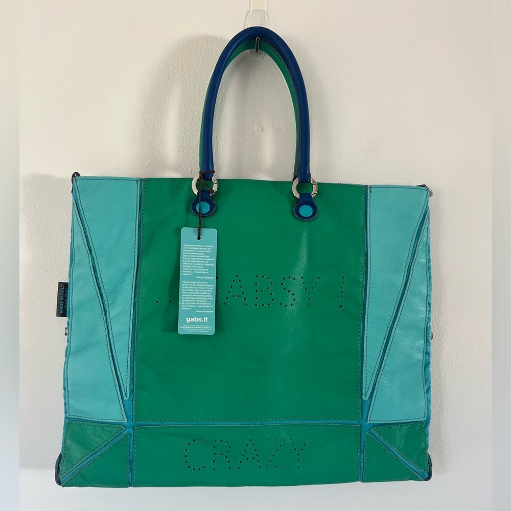 Gabs Green & Turquoise Leather Tote Bag